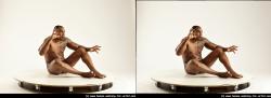 Nude Man Black Sitting poses - simple Muscular Short Black Sitting poses - ALL 3D Stereoscopic poses Realistic